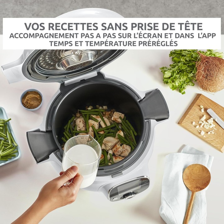 Multicuiseur intelligent Moulinex Cookeo - 80 recettes - 6L - Blanc - Écran intuitif
