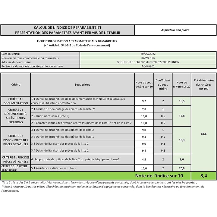 Aspirateur de table sans fil cyclonique Rowenta 7,2V - 0,35L lance intégrée