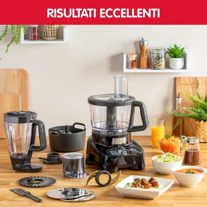 Robot multifonction Moulinex DoubleForce 1000 W - Bol 3 L, lames titanium, sécurité EasyLock