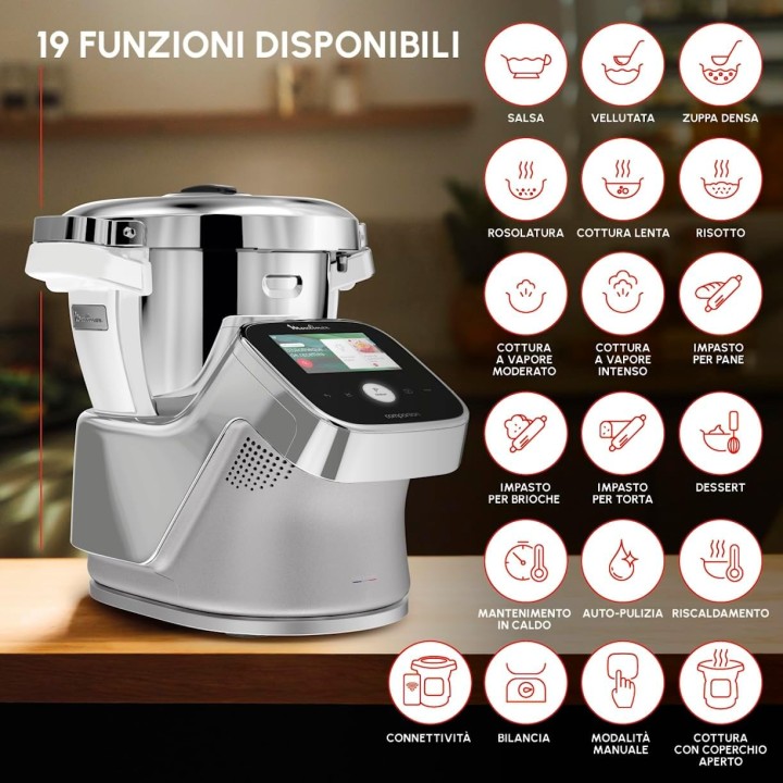Robot cuiseur connecté multifonction Moulinex i-Companion Touch Pro 3L - 19 programmes
