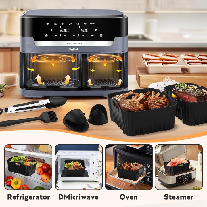 Kit accessoires air fryer complet - Moulinex XXL 11L - silicone alimentaire et inox