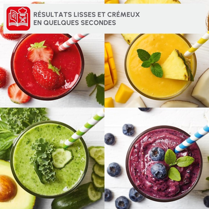 Blender Moulinex Blendforce 600W - 2L - Rouge - Smart Lock et glace pilée