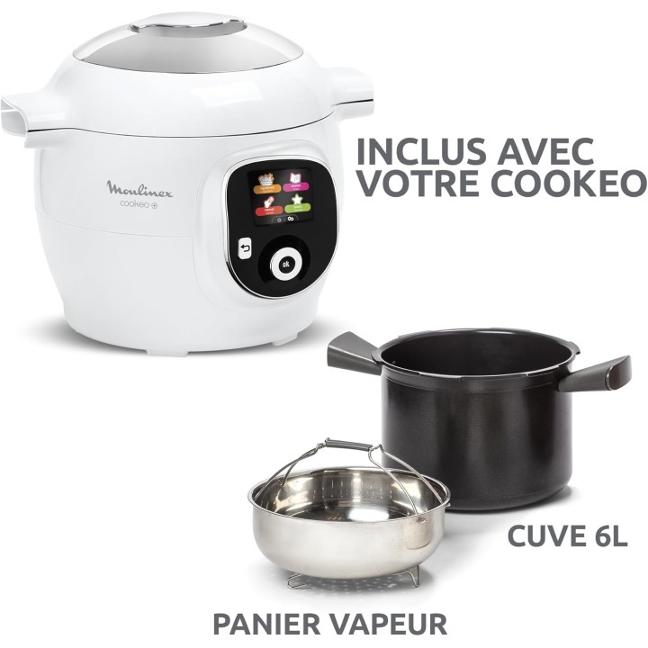 Multicuiseur intelligent Moulinex Cookeo - 80 recettes - 6L - Blanc - Écran intuitif