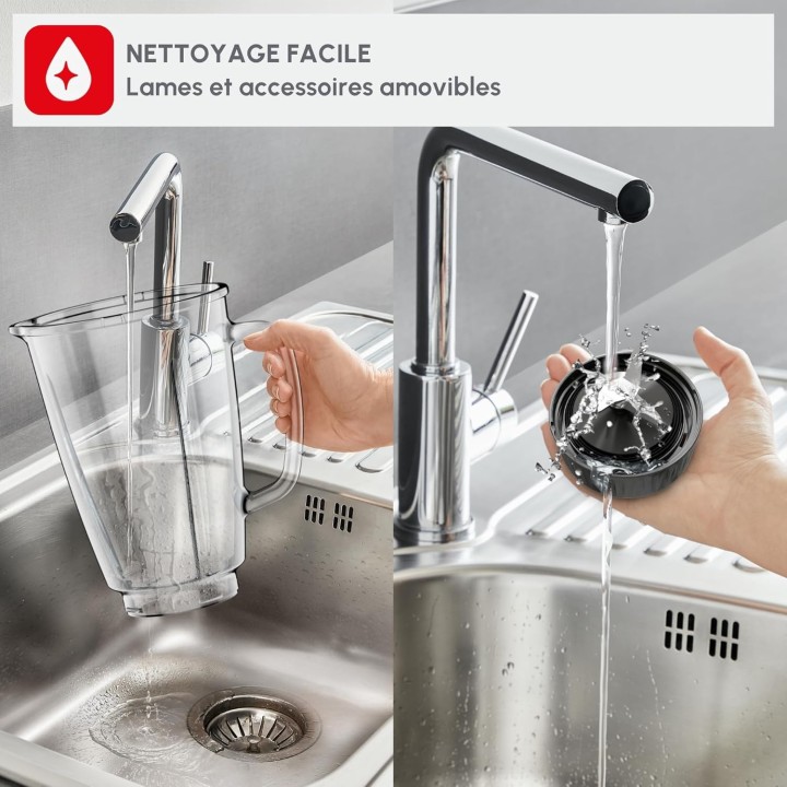 Blender Moulinex Blendforce 600W - 2L - Rouge - Smart Lock et glace pilée