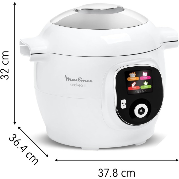 Multicuiseur intelligent Moulinex Cookeo - 80 recettes - 6L - Blanc - Écran intuitif
