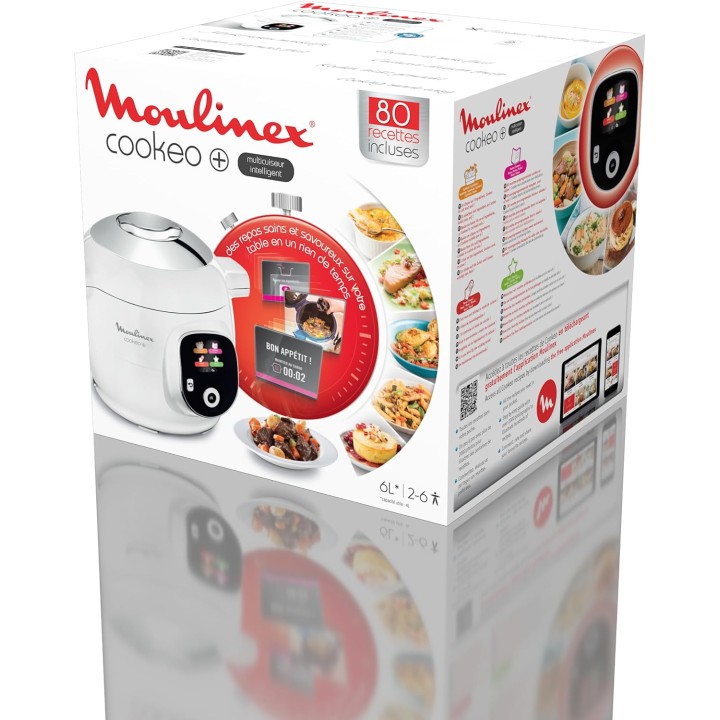 Multicuiseur intelligent Moulinex Cookeo - 80 recettes - 6L - Blanc - Écran intuitif