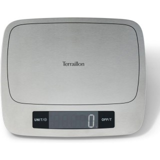 Balance de cuisine électronique 15 kg inox - Plateau large, fonction tare Terraillon