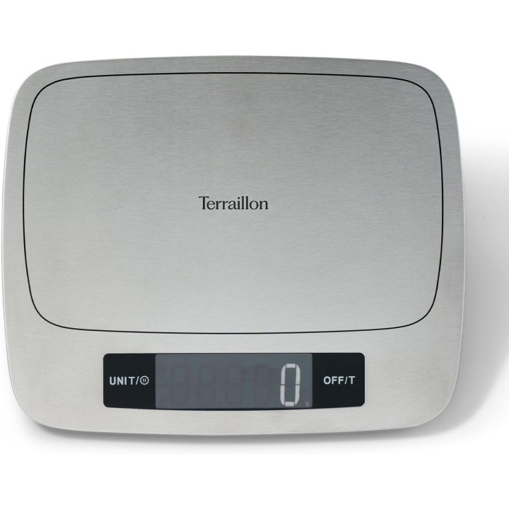 Balance de cuisine électronique 15 kg inox - Plateau large, fonction tare Terraillon