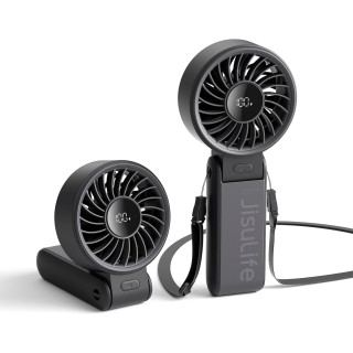 Ventilateur portable 3-en-1 JISULIFE - Écran LED, autonomie 19,5h, pliable, Noir