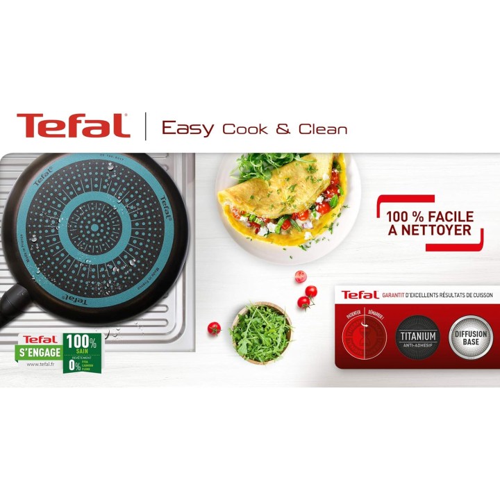 Poêle à crêpes 34 cm Easy Cook & Clean Tefal - Revêtement antiadhésif, facile à nettoyer