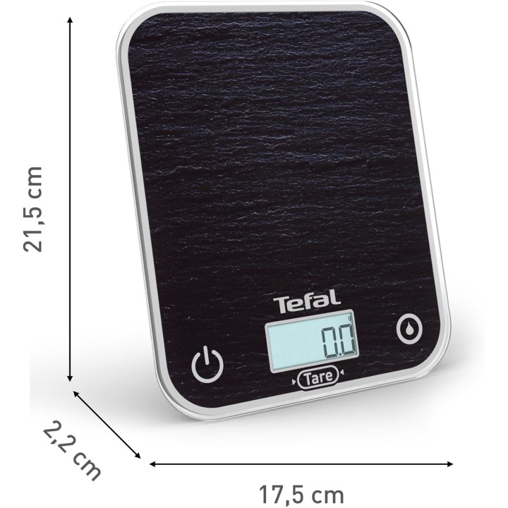 Balance de cuisine électronique Tefal - Verre trempé, 5 kg, précision, grand écran