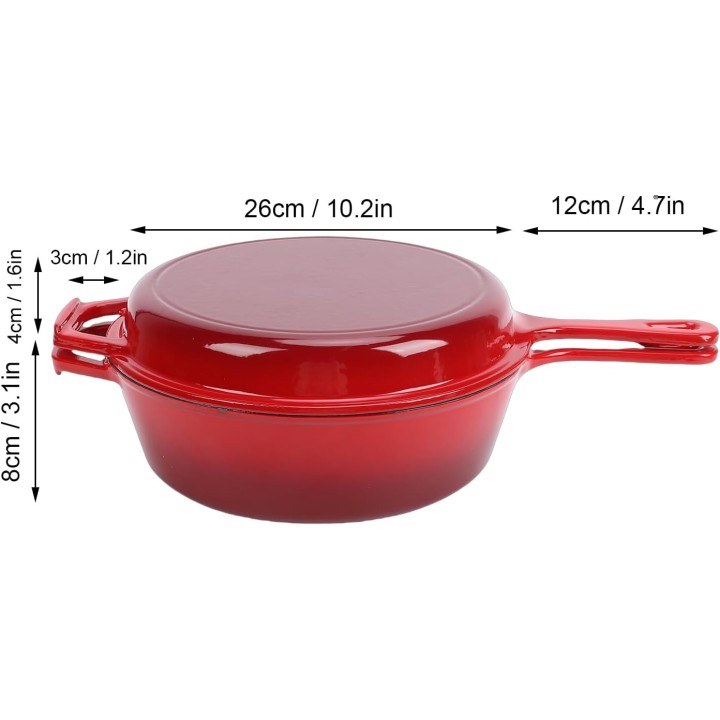 Cocotte en fonte ronde 4L avec couvercle Zerodis - 26 cm - cuisson polyvalente