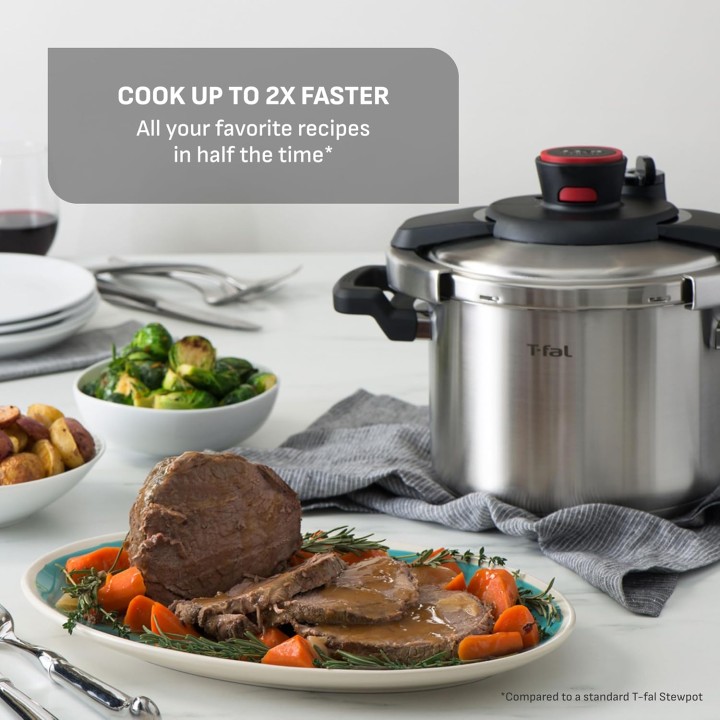 Autocuiseur inox ouverture facile 6,3L - Compatible induction - T-Fal Clipso