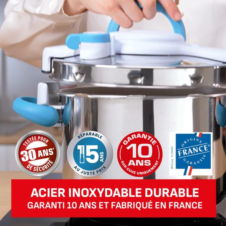 Cocotte-minute SEB ClipsoMinut' Easy+ 9L inox - ouverture facile, induction