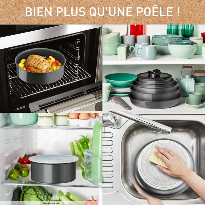 Poêle 24 cm céramique antiadhésive Ingenio Renew aluminium recyclé - Tefal