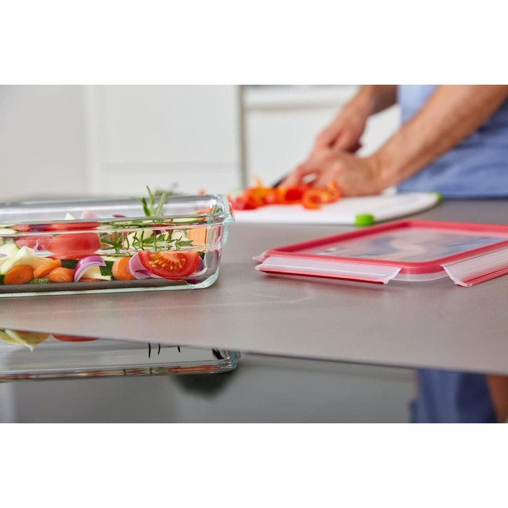 Boîte alimentaire en verre 1,3L hermétique - Compatible four et empilable TEFAL