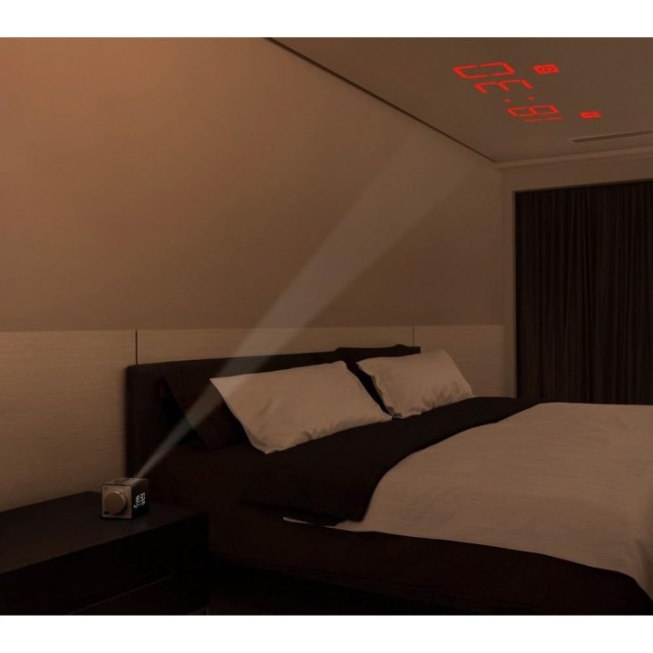 Radio-réveil Sony ICFC1PJ - Projection murale, port USB, design cube aluminium