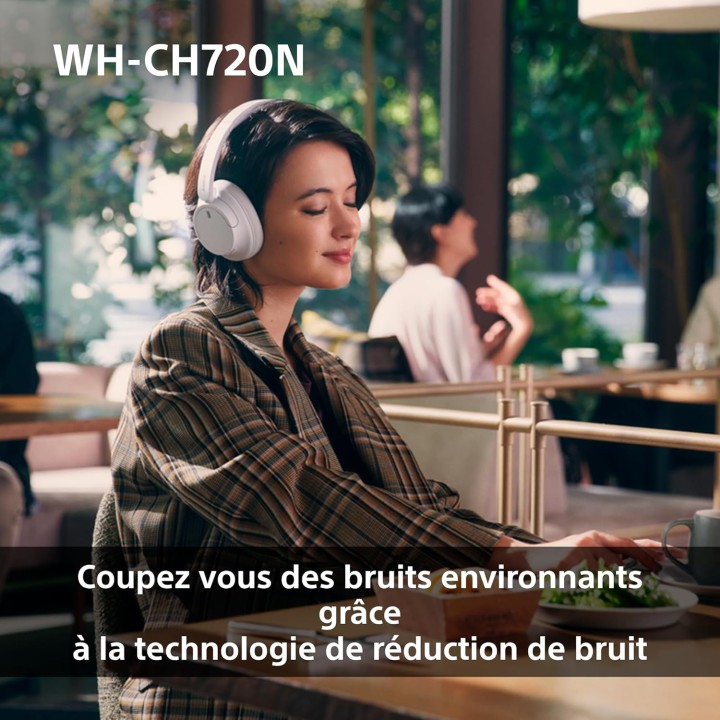 Casque Bluetooth sans fil Sony WH-CH720N - Réduction de bruit - Micro - 35h autonomie