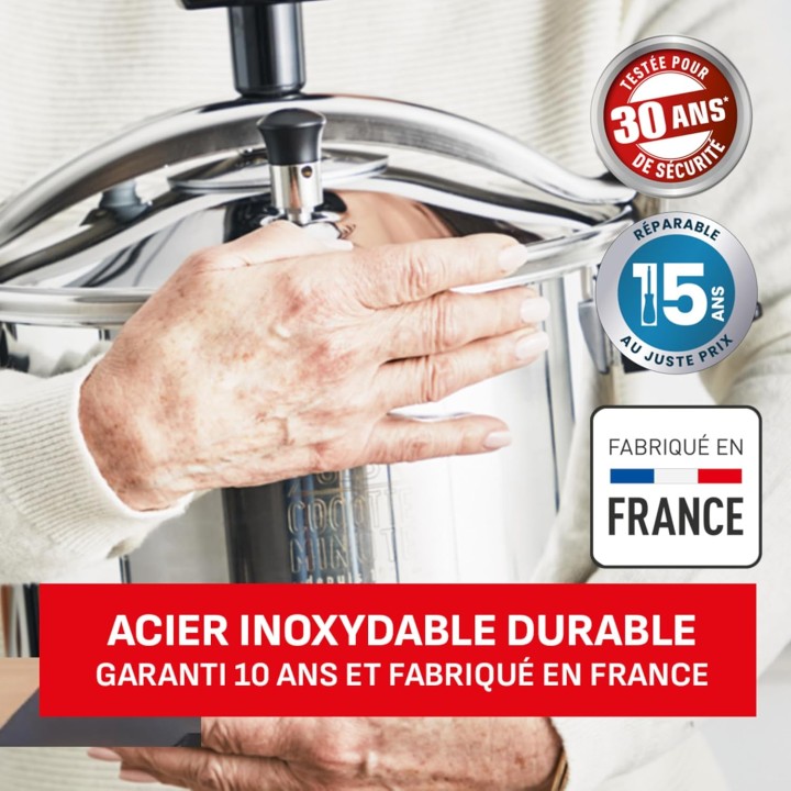 Cocotte-minute inox 9L éco-conçue SEB – Sécurité, induction, fabrication française