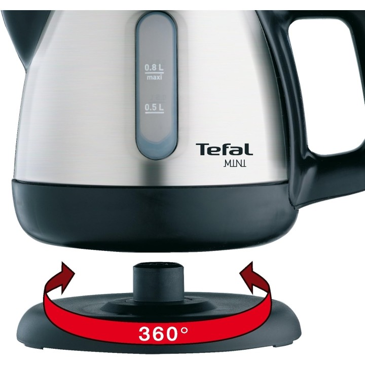 Bouilloire électrique mini 0,8L inox compacte base 360° TEFAL