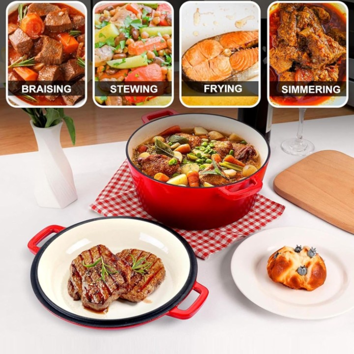 Cocotte en fonte ronde 4L avec couvercle Zerodis - 26 cm - cuisson polyvalente