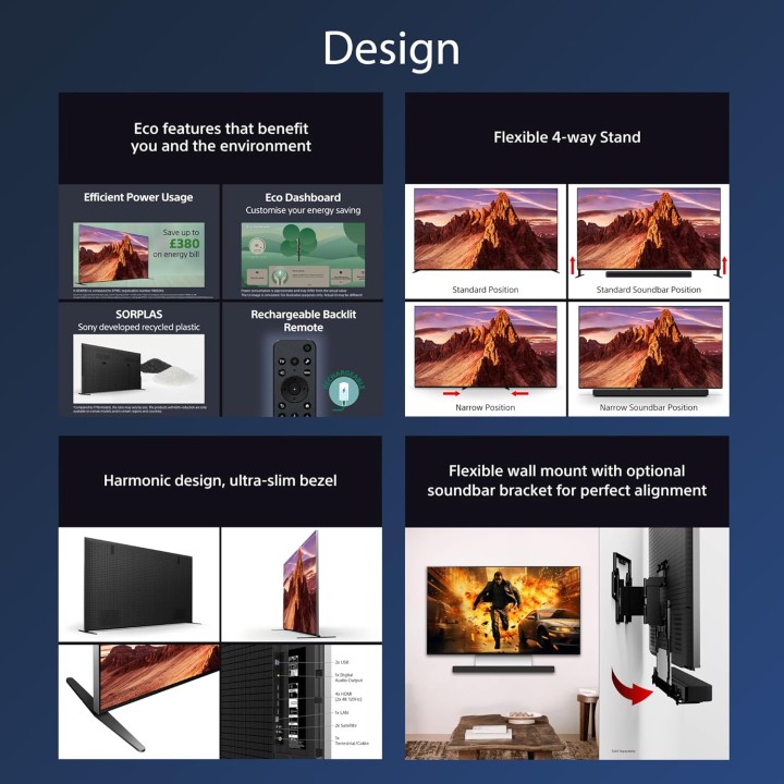 TV 4K 75 pouces QLED Mini LED Sony – Google TV, Dolby Vision, Gaming, 120Hz