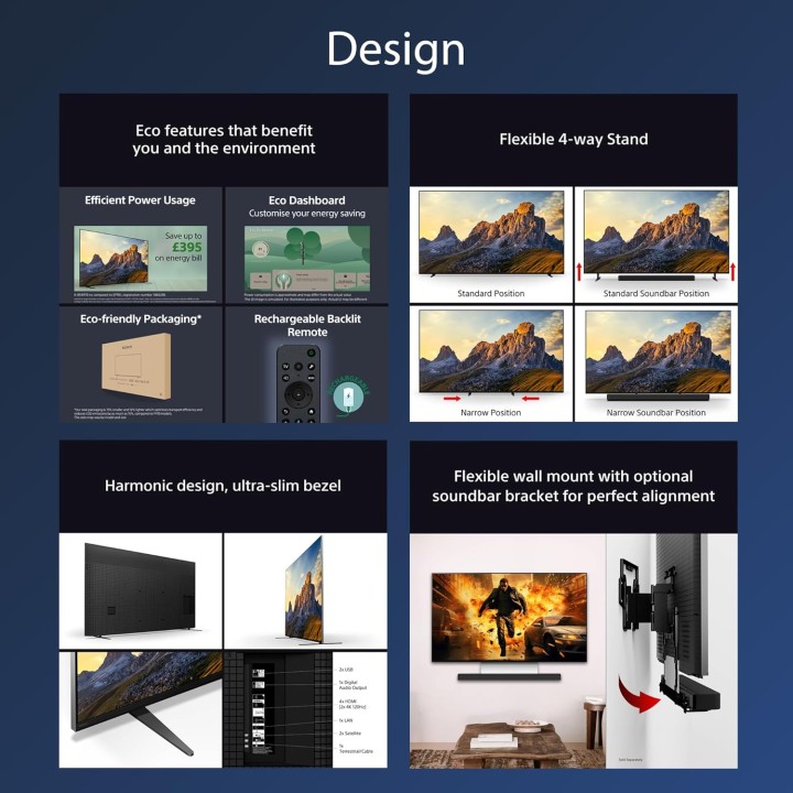 TV Mini LED QLED 4K 65 pouces - Google TV, Gaming, Dolby Vision, Garantie 5 ans Sony