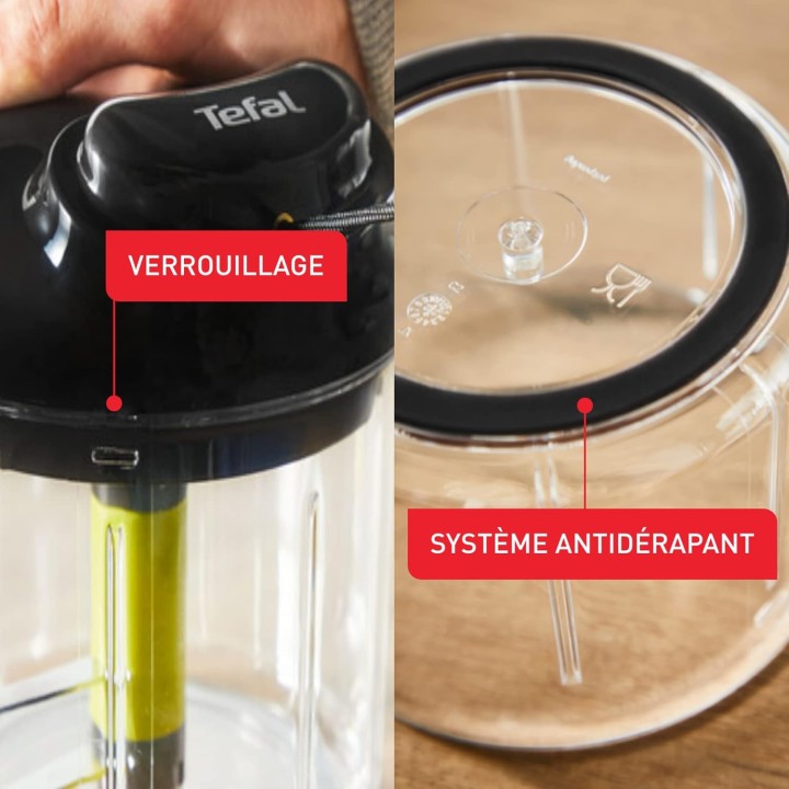 Hachoir manuel Tefal 900 ml – Lames inox robustes, système breveté, sécurité optimale