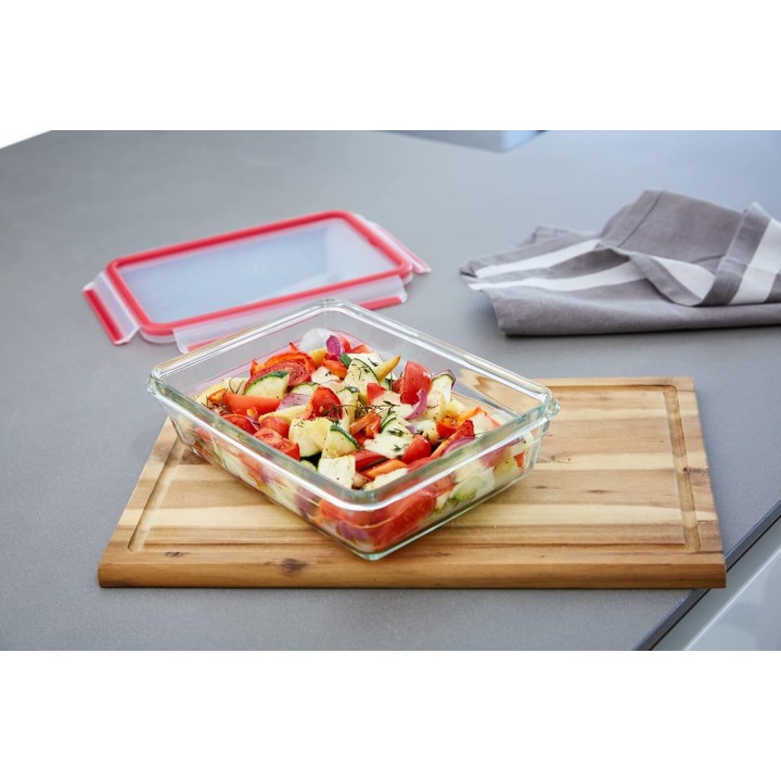 Boîte alimentaire en verre 1,3L hermétique - Compatible four et empilable TEFAL