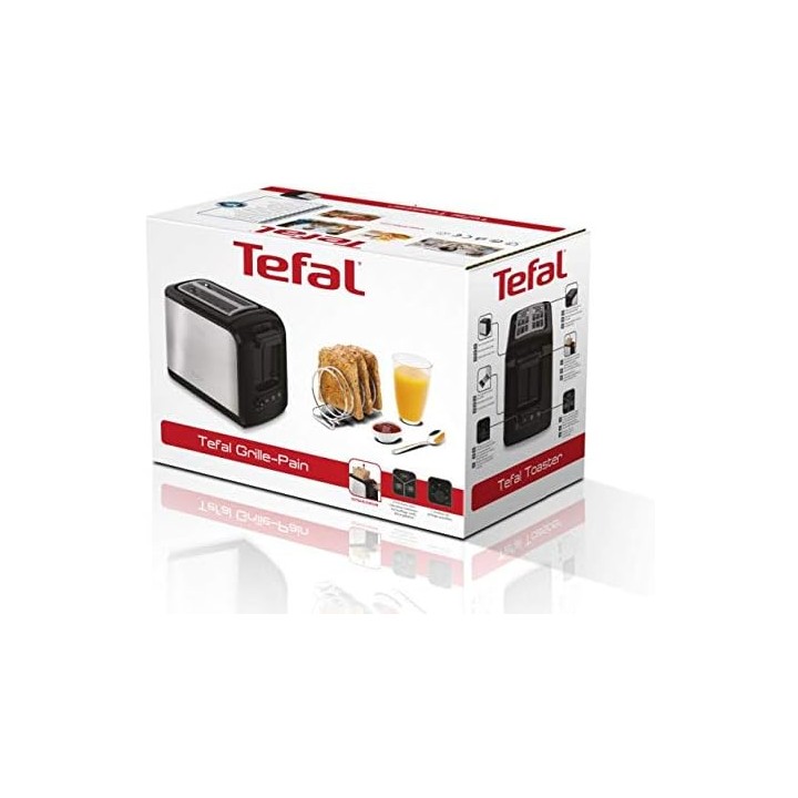 Grille-pain 2 fentes Tefal inox 850W - Décongélation et extra-élévation