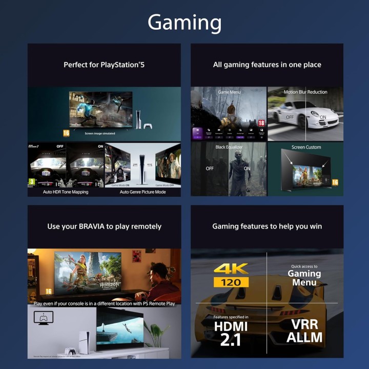 TV Mini LED QLED 4K 65 pouces - Google TV, Gaming, Dolby Vision, Garantie 5 ans Sony