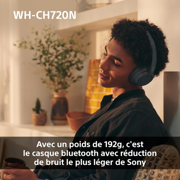 Casque Bluetooth sans fil Sony WH-CH720N - Réduction de bruit - Micro - 35h autonomie