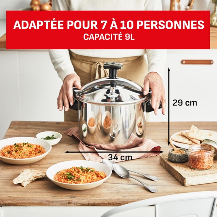 Cocotte-minute inox 9L éco-conçue SEB – Sécurité, induction, fabrication française