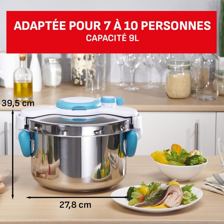 Cocotte-minute SEB ClipsoMinut' Easy+ 9L inox - ouverture facile, induction