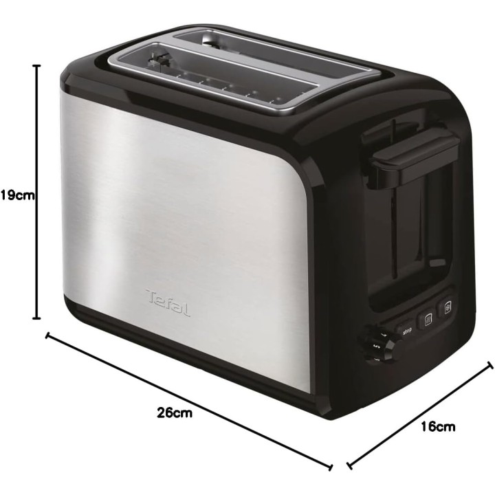Grille-pain 2 fentes Tefal inox 850W - Décongélation et extra-élévation