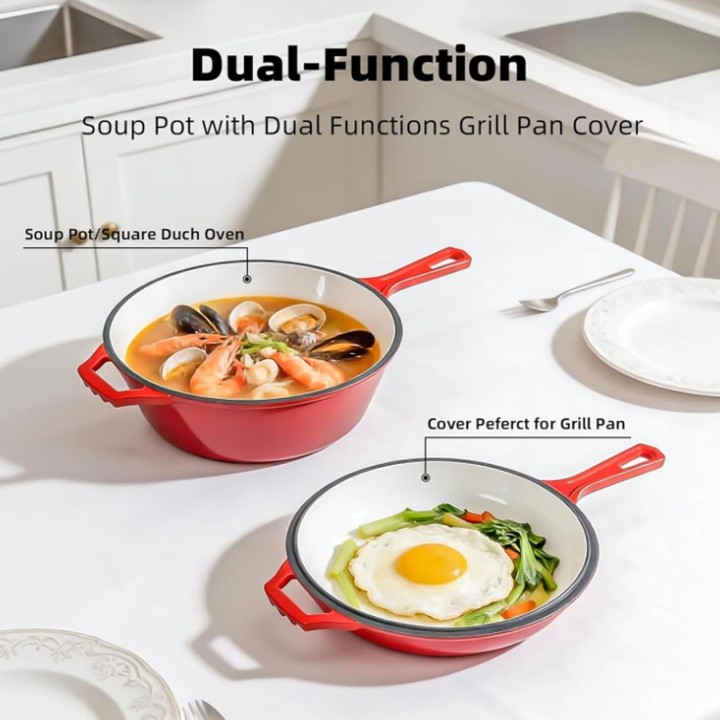 Cocotte en fonte ronde 4L avec couvercle Zerodis - 26 cm - cuisson polyvalente