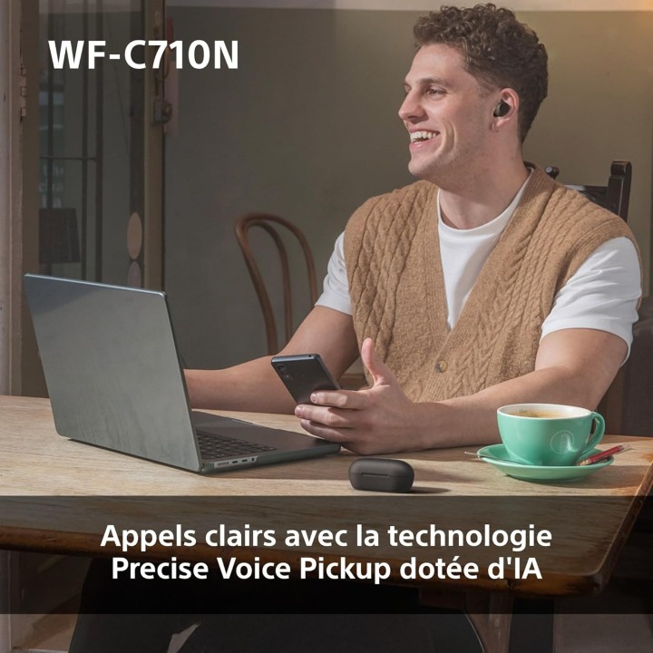 Écouteurs sans fil Sony WF-C710N - Réduction de bruit active - Rose - Autonomie 40h