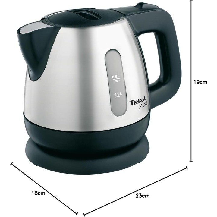 Bouilloire électrique mini 0,8L inox compacte base 360° TEFAL