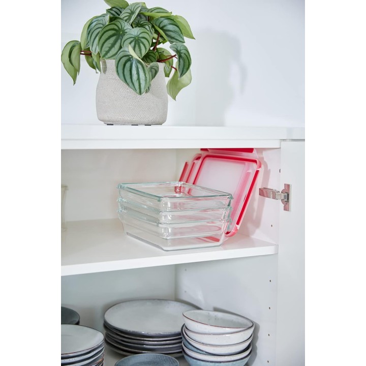 Boîte alimentaire en verre 1,3L hermétique - Compatible four et empilable TEFAL