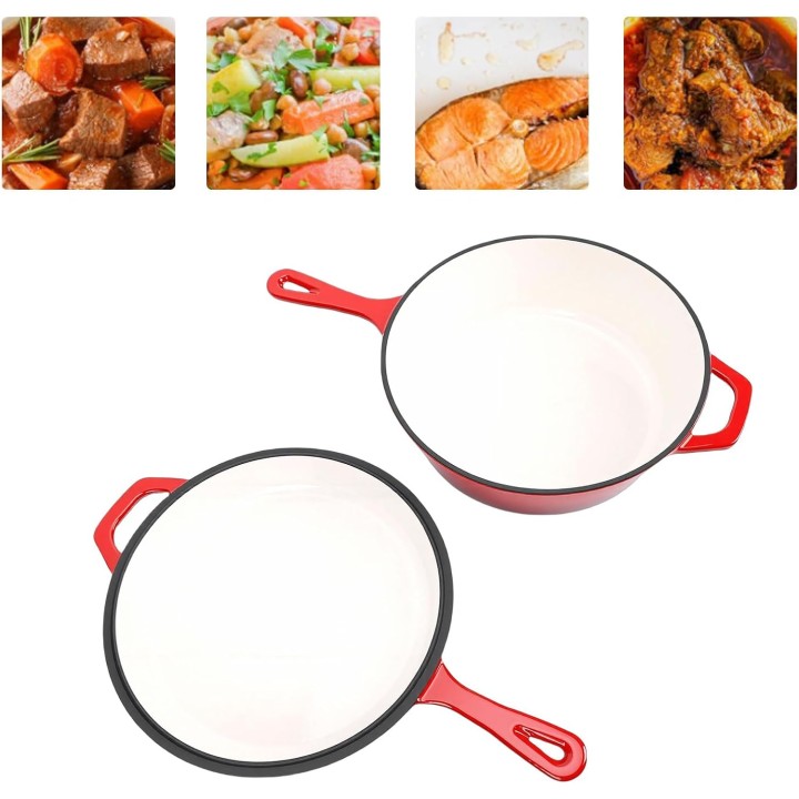 Cocotte en fonte ronde 4L avec couvercle Zerodis - 26 cm - cuisson polyvalente