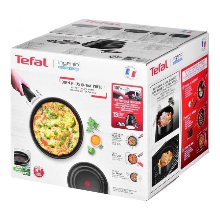Set casseroles et poêles 13 pièces Tefal Ingenio Easy Cook & Clean aluminium noir - compatible four