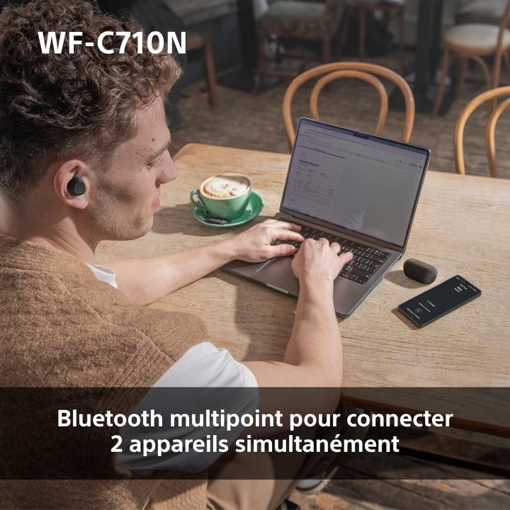 Écouteurs sans fil Sony WF-C710N - Réduction de bruit active - Rose - Autonomie 40h
