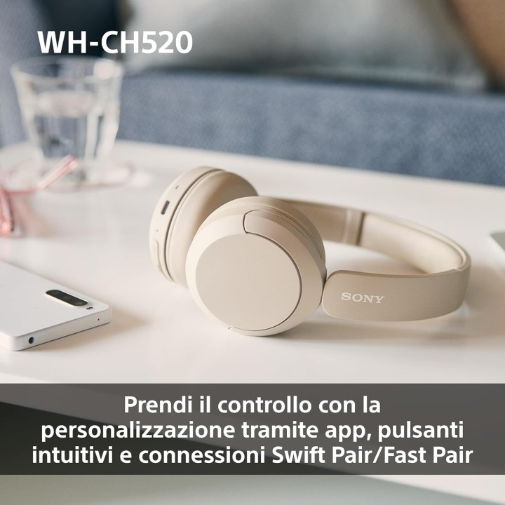 Casque sans fil Sony WH-CH520 - Autonomie 50h, multipoint, micro - Bleu