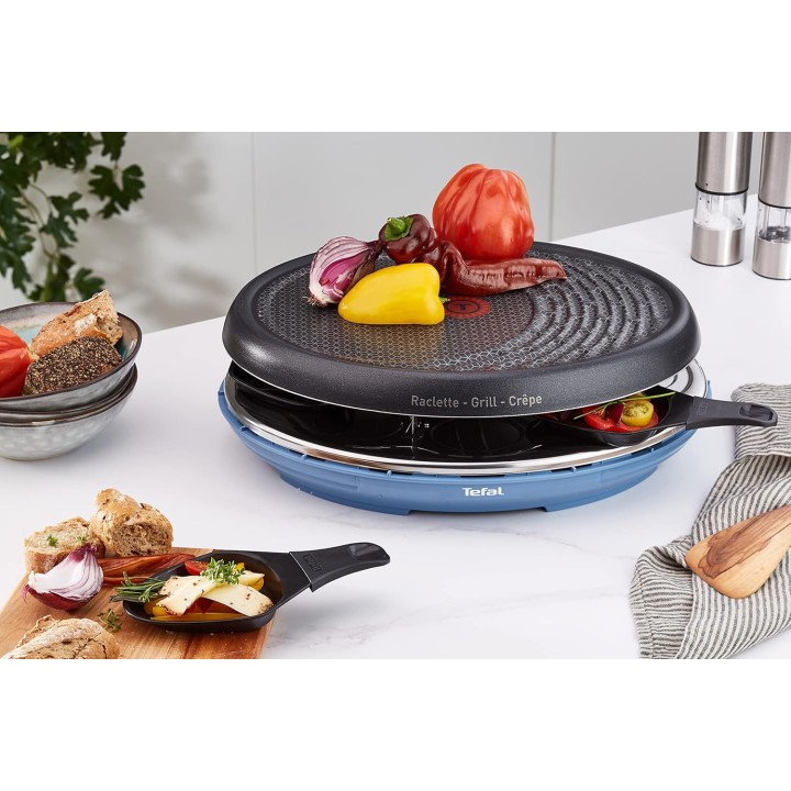 Appareil à raclette, grill et plancha 3-en-1 6 personnes Colormania rouge Tefal