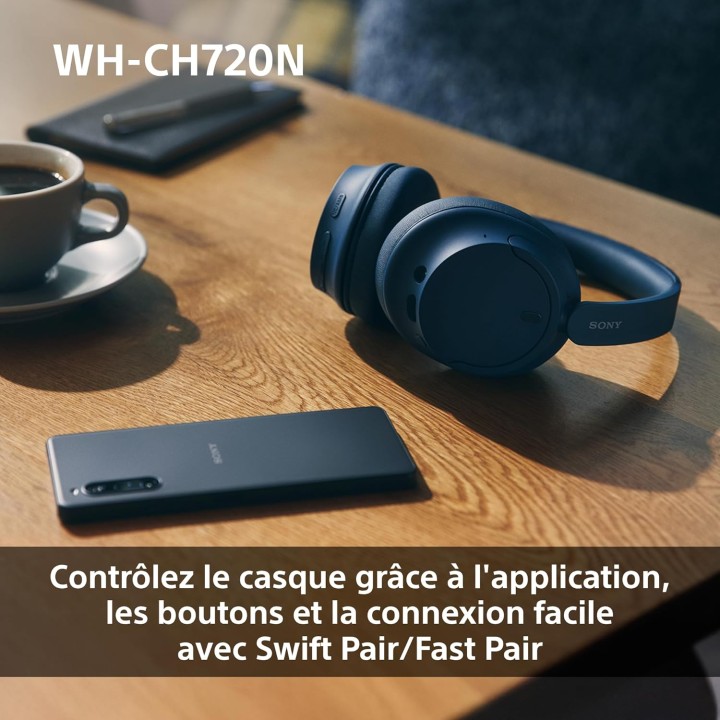 Casque Bluetooth sans fil Sony WH-CH720N - Réduction de bruit - Micro - 35h autonomie