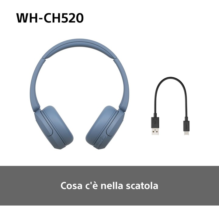 Casque sans fil Sony WH-CH520 - Autonomie 50h, multipoint, micro - Bleu