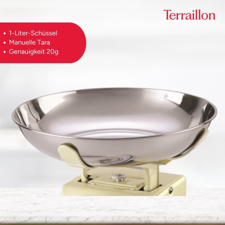 Balance de cuisine vintage Terraillon Tradition 500 - 5 kg tare manuelle bol 1L