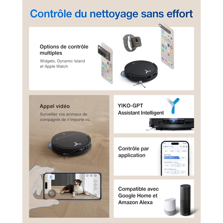 Robot aspirateur laveur ECOVACS T50 PRO OMNI Gen2 - 21 000 Pa - Station OMNI - Noir