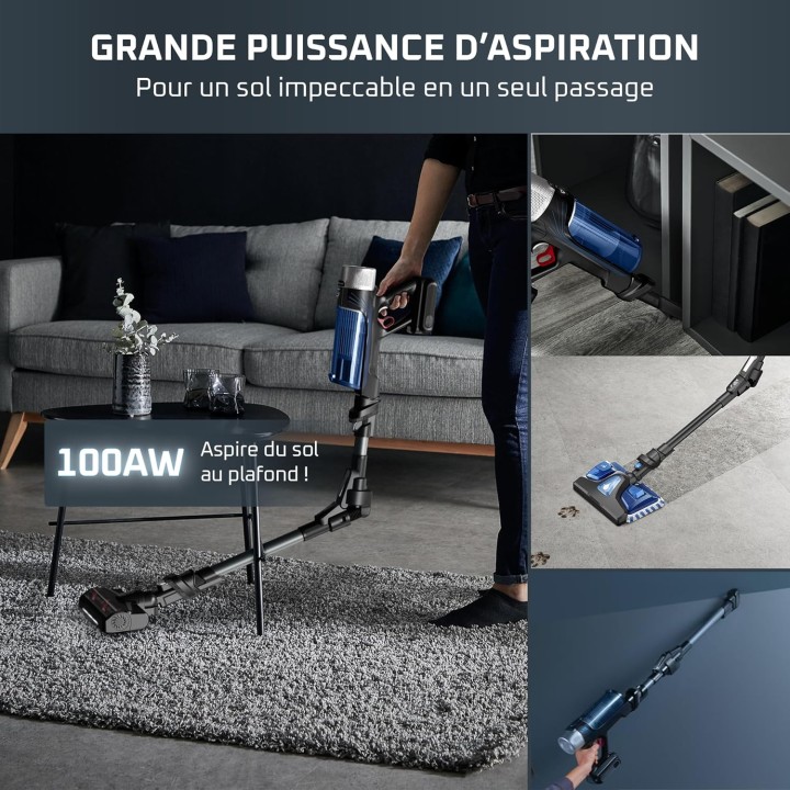 Aspirateur balai sans fil Rowenta X-Force Flex 9.60 Aqua - aspire et lave, tube flexible, 45min