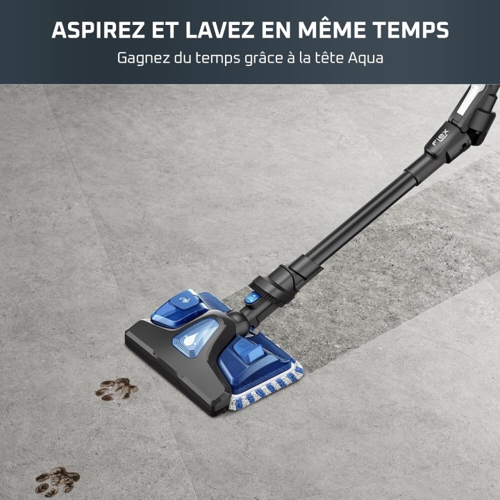 Aspirateur balai sans fil Rowenta X-Force Flex 9.60 Aqua - aspire et lave, tube flexible, 45min